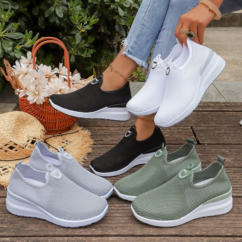 Mesh Trainer Breathable - Damskie wsuwane sneakersy z siateczki, oddychające