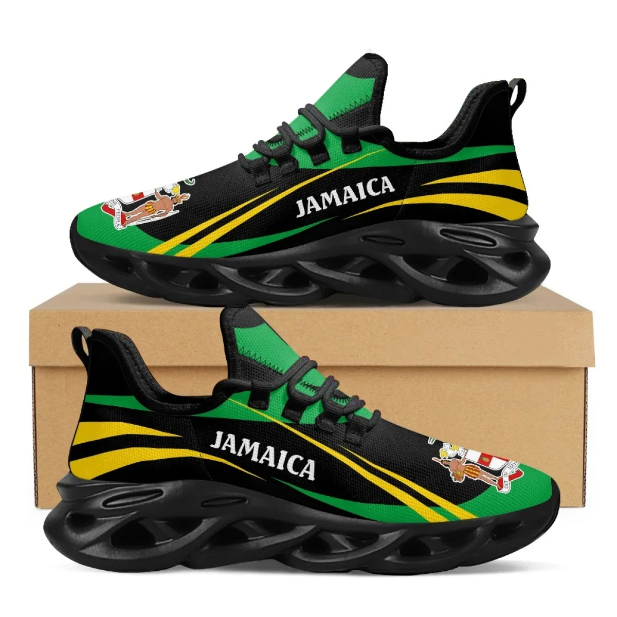 Mesh Trainer Breathable - Męskie sneakersy z nadrukiem flagi Jamajki,