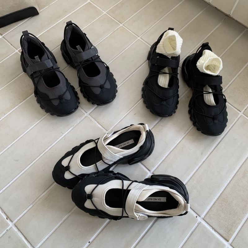 Men Shoes Velcro - Sportowe, masywne buty Mary Jane na
