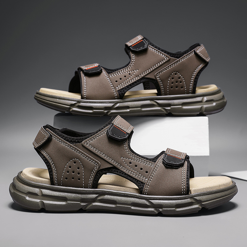 Men Shoes Velcro - Męskie letnie sandały outdoorowe, antypoślizgowe, odporne
