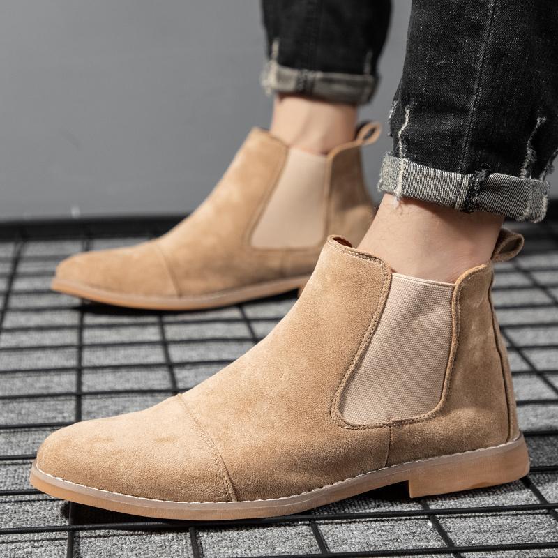 Chelsea Boots Suede - Męskie botki Chelsea ze skóry zamszowej,